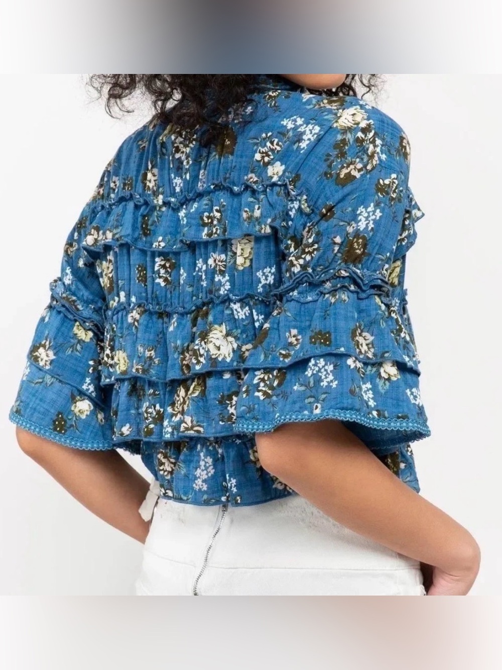 Pol Thorn & Thicket Blouse button-down cottage floral ruffles romantic casual M - Picture 4 of 11